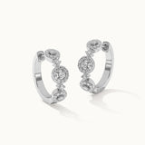 Round Halo Diamond Hoops, Sterling Silver, 5/8 ct Lab Grown Diamond-3