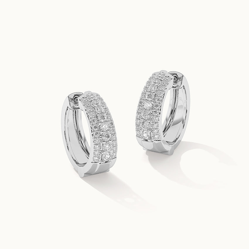 Three Row Tapered Hoops, 14K Solid Gold, 5/8 ct Lab Grown Diamond-3