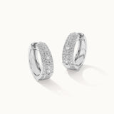 Three Row Tapered Hoops, Sterling Silver, 5/8 ct Lab Grown Diamond-3