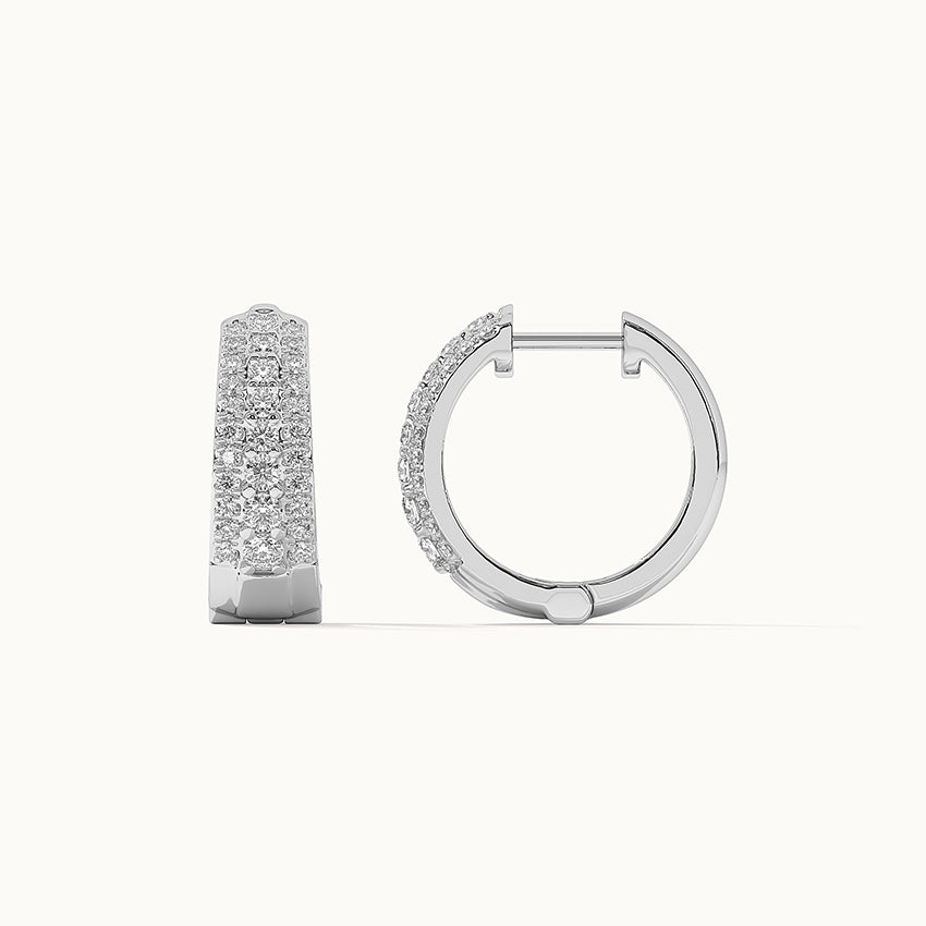 Three Row Tapered Hoops, 14K Solid Gold, 5/8 ct Lab Grown Diamond-7
