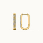Rectangle Two Row Medium Hoops, 14K Gold Vermeil, 3/8 ct Lab Grown Diamond-7