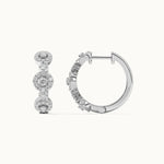 Round Halo Diamond Hoops, Sterling Silver, 5/8 ct Lab Grown Diamond-7