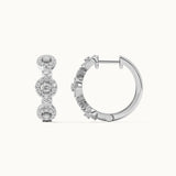 Round Halo Diamond Hoops, Sterling Silver, 5/8 ct Lab Grown Diamond-7