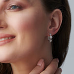 Round Halo Diamond Hoops, Sterling Silver, 5/8 ct Lab Grown Diamond-2