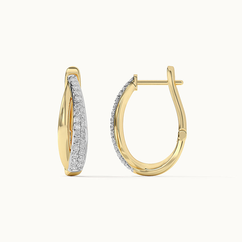 Open Double Row Hoops, 14K Solid Gold, 1/2 ct Lab Grown Diamond-6