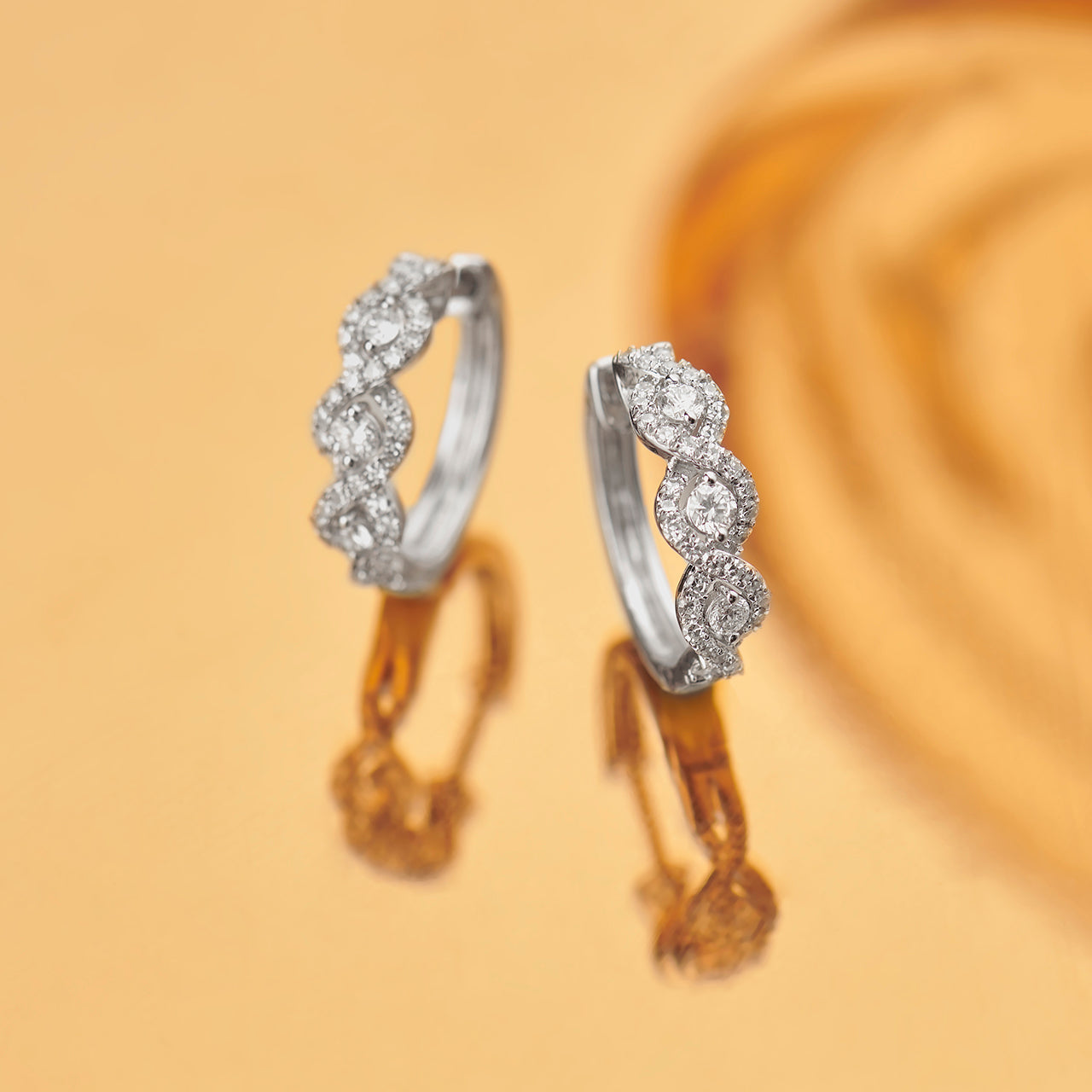 Intertwined Rope Diamond Hoops, 14K Solid Gold, 3/4 ct Lab Grown Diamond-1