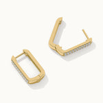 Rectangle Two Row Medium Hoops, 14K Gold Vermeil, 3/8 ct Lab Grown Diamond-8