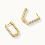 Rectangle Two Row Medium Hoops, 14K Gold Vermeil, 3/8 ct Lab Grown Diamond-8
