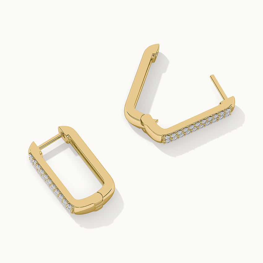 Rectangle Two Row Medium Hoops, 14K Gold Vermeil, 3/8 ct Lab Grown Diamond-8