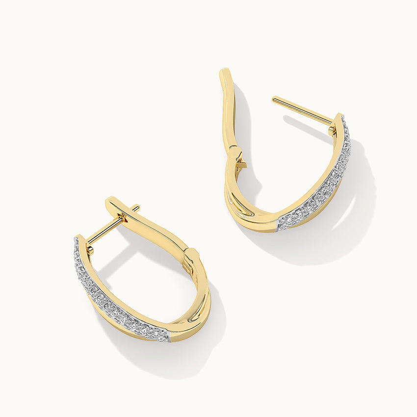 Open Double Row Hoops, 14K Solid Gold, 1/2 ct Lab Grown Diamond-7