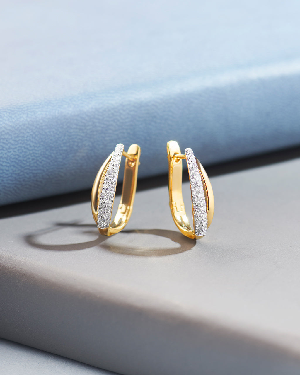 Open Double Row Hoops, 14K Solid Gold, 1/2 ct Lab Grown Diamond-5