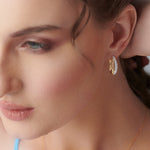 Open Double Row Hoops, 14K Solid Gold, 1/2 ct Lab Grown Diamond-2