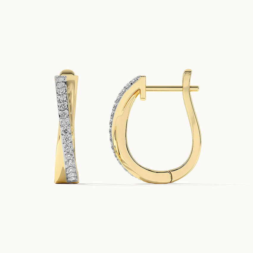 Criss Cross Diamond Hoops, 14K Gold Vermeil, 1/6 ct Lab Grown Diamond-8