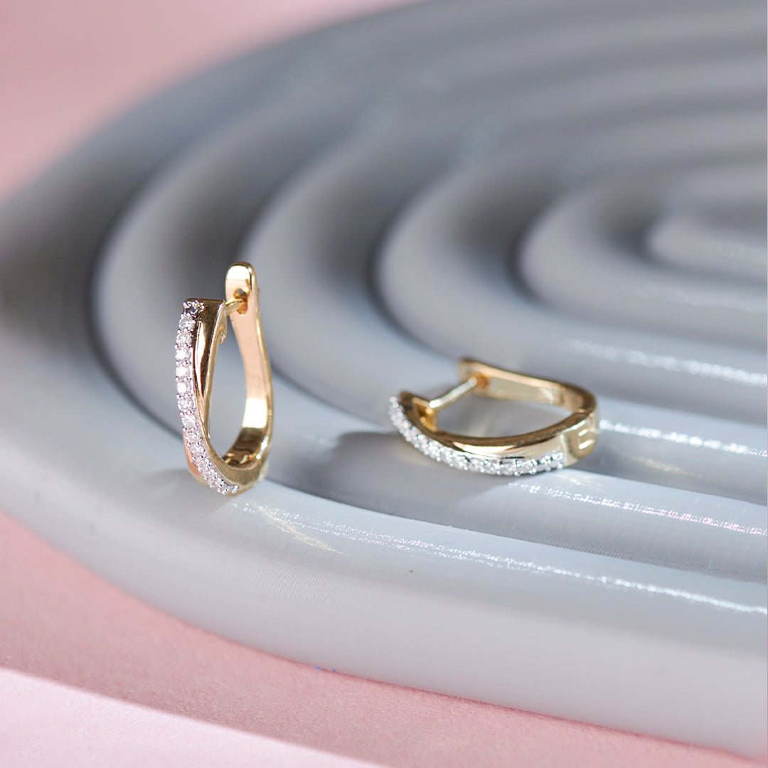 Criss Cross Diamond Hoops, 14K Solid Gold, 1/6 ct Lab Grown Diamond-1