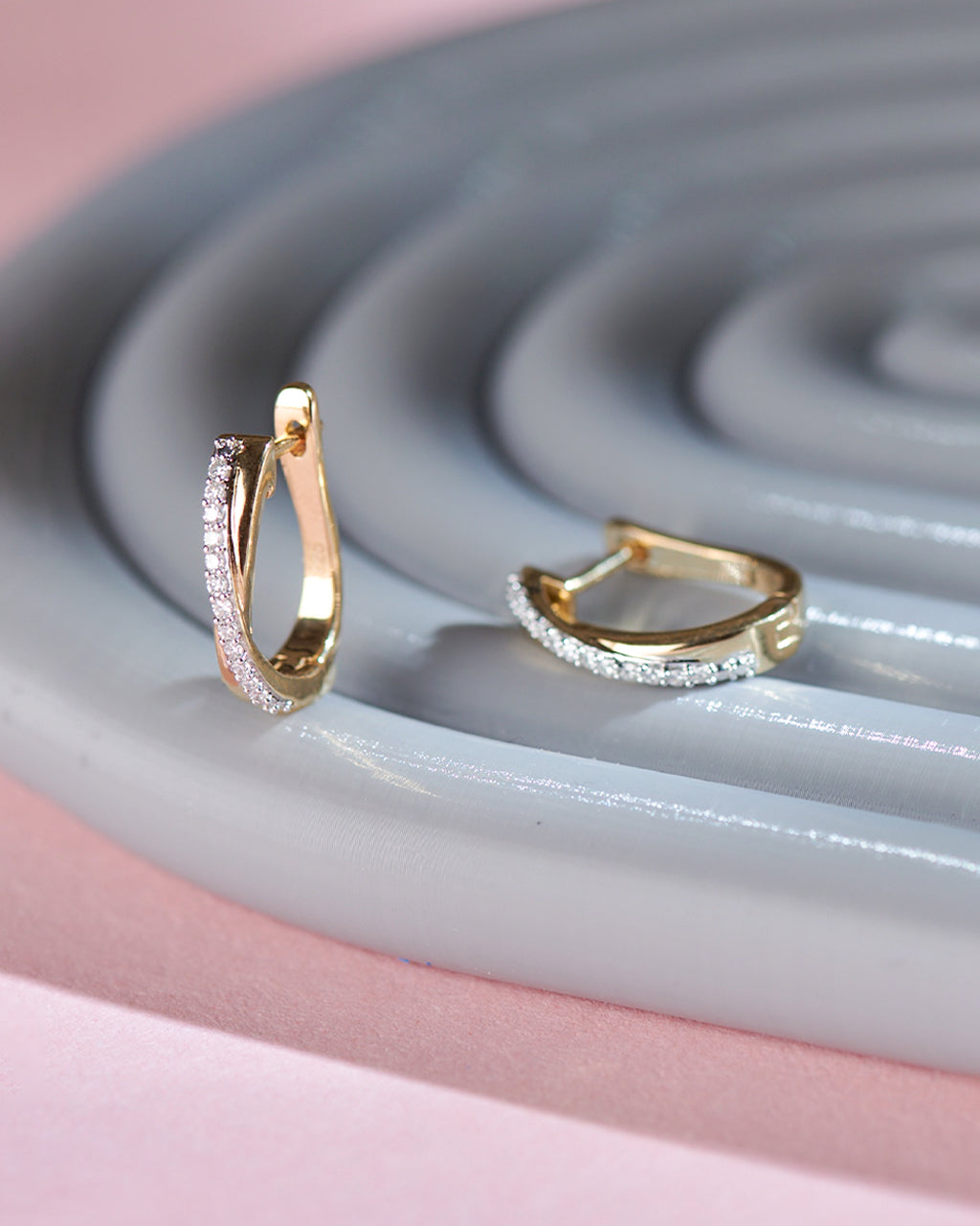 Criss Cross Diamond Hoops, 14K Gold Vermeil, 1/6 ct Lab Grown Diamond-6
