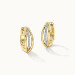 Striped Medium Diamond Hoops, 14K Gold Vermeil, 1/6 ct Lab Grown Diamond-3