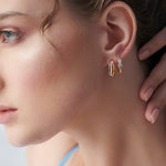 Striped Medium Diamond Hoops, 14K Gold Vermeil, 1/6 ct Lab Grown Diamond-2