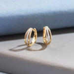 Striped Medium Diamond Hoops, 14K Gold Vermeil, 1/6 ct Lab Grown Diamond-6