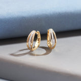 Striped Medium Diamond Hoops, 14K Gold Vermeil, 1/6 ct Lab Grown Diamond-6