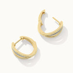 Striped Medium Diamond Hoops, 14K Gold Vermeil, 1/6 ct Lab Grown Diamond-8
