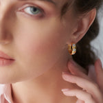 Round Station Cluster Diamond Hoops, 14K Solid Gold, 3/8 ct Lab Grown Diamond-5