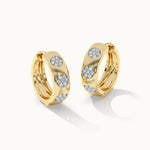 Round Station Cluster Diamond Hoops, 14K Solid Gold, 3/8 ct Lab Grown Diamond-3
