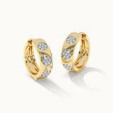 Round Station Cluster Diamond Hoops, 14K Solid Gold, 3/8 ct Lab Grown Diamond-3