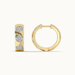 Round Station Cluster Diamond Hoops, 14K Solid Gold, 3/8 ct Lab Grown Diamond-6