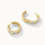 Round Station Cluster Diamond Hoops, 14K Solid Gold, 3/8 ct Lab Grown Diamond-7