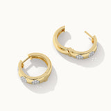 Round Station Cluster Diamond Hoops, 14K Solid Gold, 3/8 ct Lab Grown Diamond-7