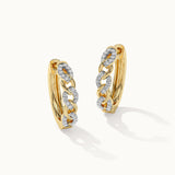 Chain Link Diamond Hoops, 14K Solid Gold, 1/3 ct Lab Grown Diamond-3