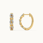 Chain Link Diamond Hoops, 14K Solid Gold, 1/3 ct Lab Grown Diamond-5