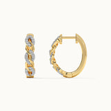 Chain Link Diamond Hoops, 14K Solid Gold, 1/3 ct Lab Grown Diamond-5
