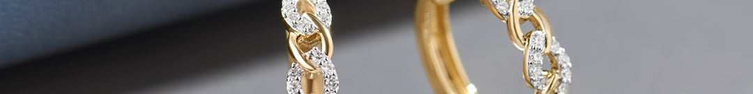 Chain Link Diamond Hoops, 14K Gold Vermeil, 1/3 ct Lab Grown Diamond-1