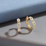 Chain Link Diamond Hoops, 14K Solid Gold, 1/3 ct Lab Grown Diamond-4