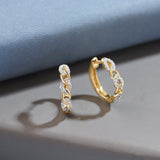 Chain Link Diamond Hoops, 14K Solid Gold, 1/3 ct Lab Grown Diamond-4