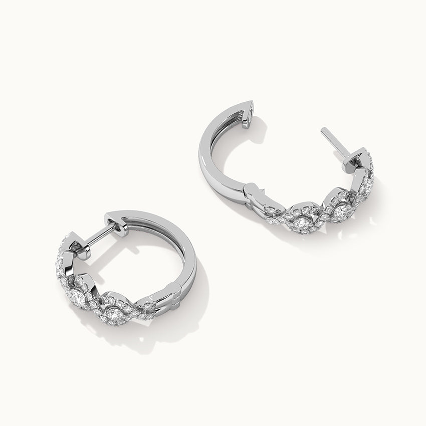 Intertwined Rope Diamond Hoops, Sterling Silver, 3/4 ct Lab Grown Diamond-7