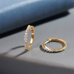 Slender Medium Diamond Hoops, 14K Solid Gold, 1/3 ct Lab Grown Diamond-6