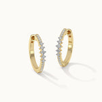 Slender Medium Diamond Hoops, 14K Solid Gold, 1/3 ct Lab Grown Diamond-3