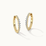 Slender Medium Diamond Hoops, 14K Solid Gold, 1/3 ct Lab Grown Diamond-3