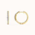 Slender Medium Diamond Hoops, 14K Solid Gold, 1/3 ct Lab Grown Diamond-7
