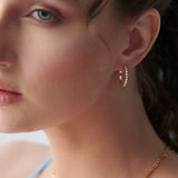 Slender Medium Diamond Hoops, 14K Solid Gold, 1/3 ct Lab Grown Diamond-2