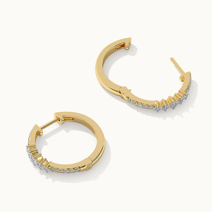 Slender Medium Diamond Hoops, 14K Gold Vermeil, 1/3 ct Lab Grown Diamond-8