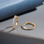 Slender Medium Diamond Hoops, 14K Gold Vermeil, 1/3 ct Lab Grown Diamond-1