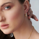 Rectangle Two Row Medium Hoops, 14K Gold Vermeil, 3/8 ct Lab Grown Diamond-2