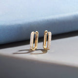 Rectangle Two Row Medium Hoops, 14K Gold Vermeil, 3/8 ct Lab Grown Diamond-1