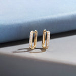 Rectangle Two Row Medium Hoops, 14K Solid Gold, 3/8 ct Lab Grown Diamond-1