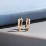 Rectangle Two Row Medium Hoops, 14K Solid Gold, 3/8 ct Lab Grown Diamond-1