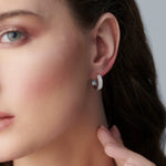 Three Row Tapered Hoops, 14K Solid Gold, 5/8 ct Lab Grown Diamond-2