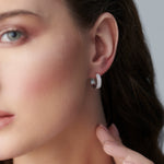 Three Row Tapered Hoops, Sterling Silver, 5/8 ct Lab Grown Diamond-2